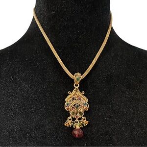 Necklace Earrings Set Gold Tone Ethnic India Boho Bollywood 16 Inch Length